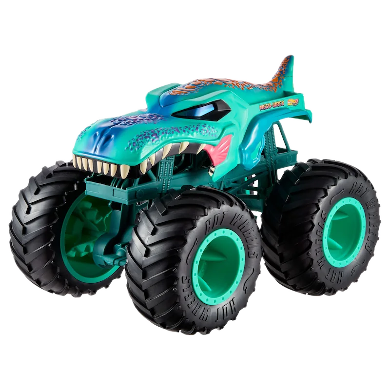Hot Wheels Monster Trucks Mega-Wrex, un todoterreno de ruedas gigantes con forma de dinosaurio
